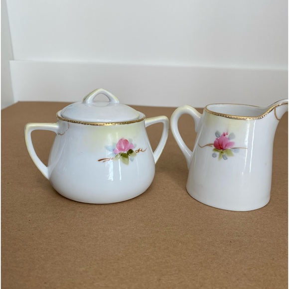 Vtg Nippon Hand Painted Cream and Sugar Pair Fine China - Picture 2 of 13
